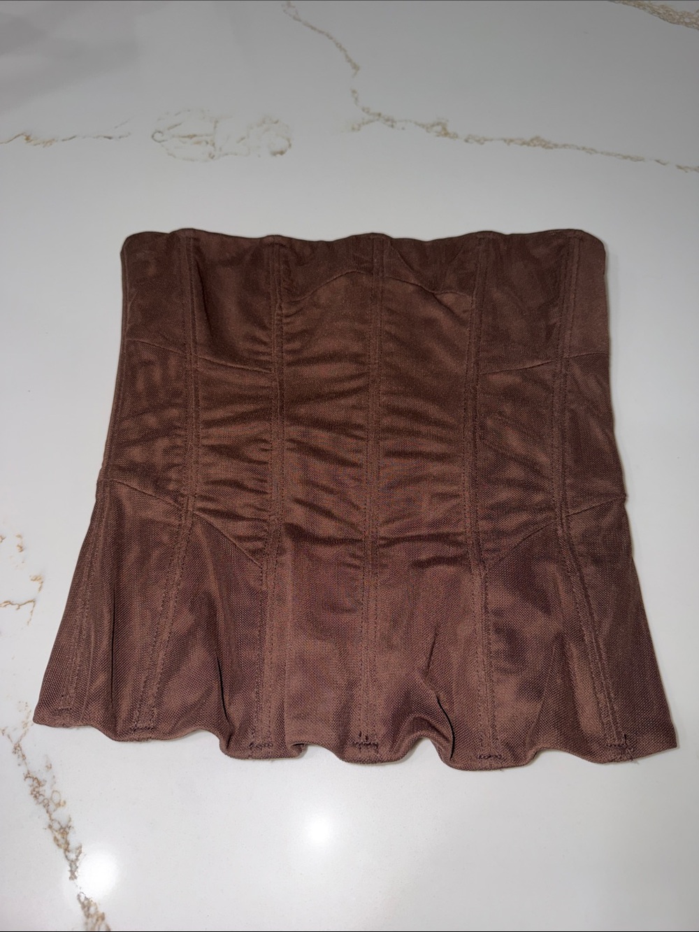 Outcast Mesh Strapless Brown Corset Top in Chocolate | S